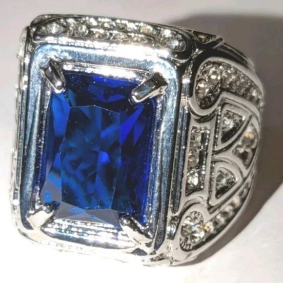 Silver and Blue Men's Ring
